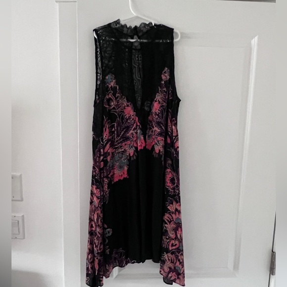 Free People Marsha Black Floral Lace Insert Slip Dress Size S - Picture 5 of 6